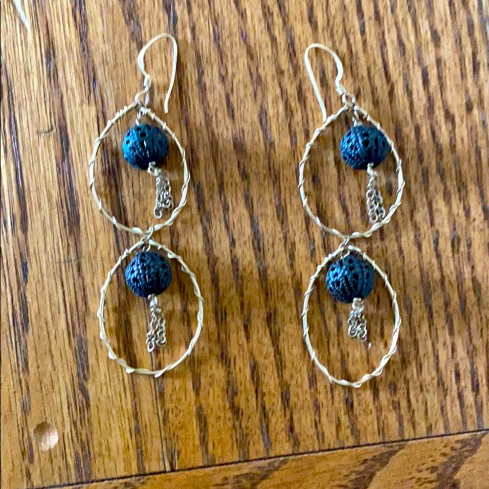 Bella U Brown Drop Gold Hoop Earring